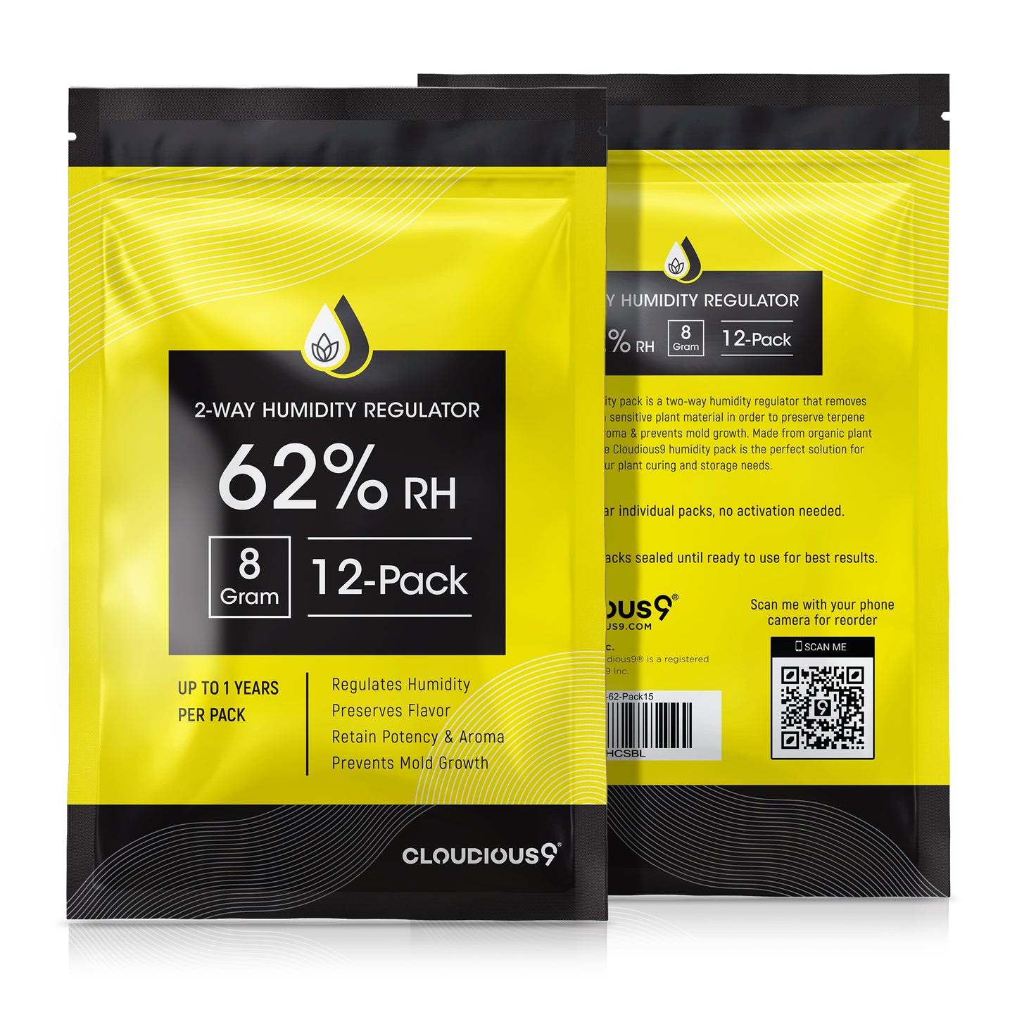 62% 2-Way Humidity Pack Regulator - 12 Count 8Gram